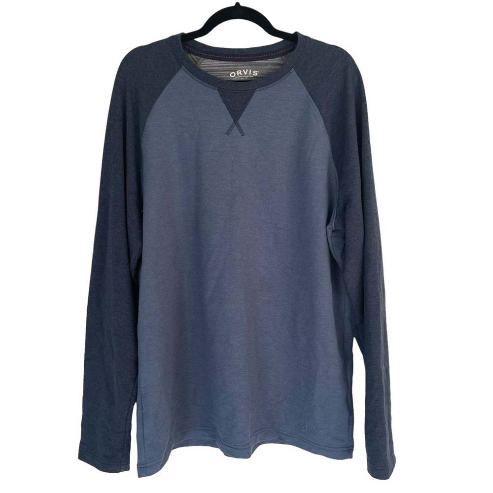 Orvis Blue Raglan Long Sleeve Pullover Sweatshirt Size L